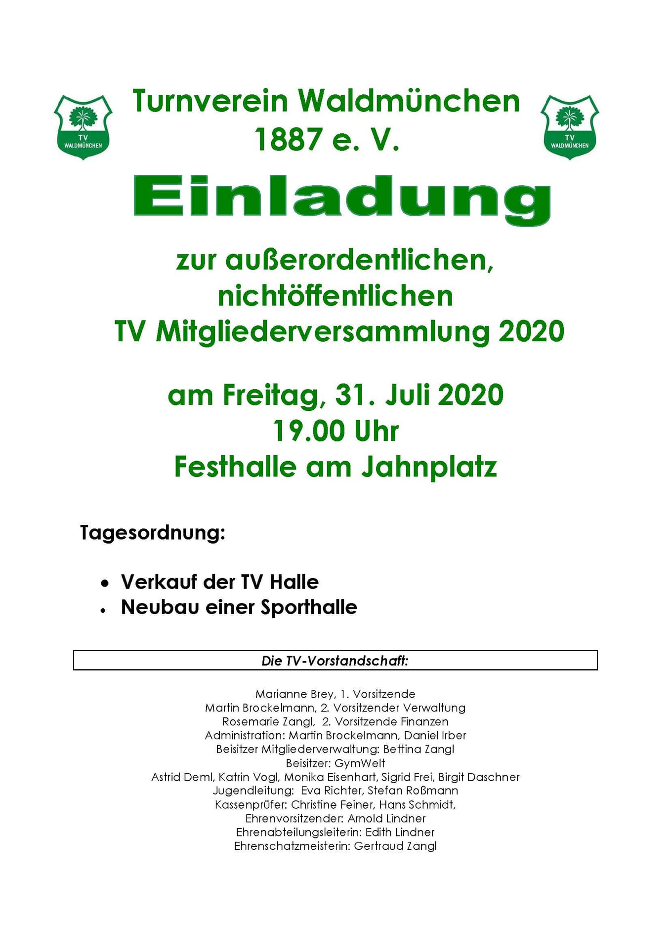 Bild zum Beitrag „Außerordentliche TV Mitgliederversammlung 2020“